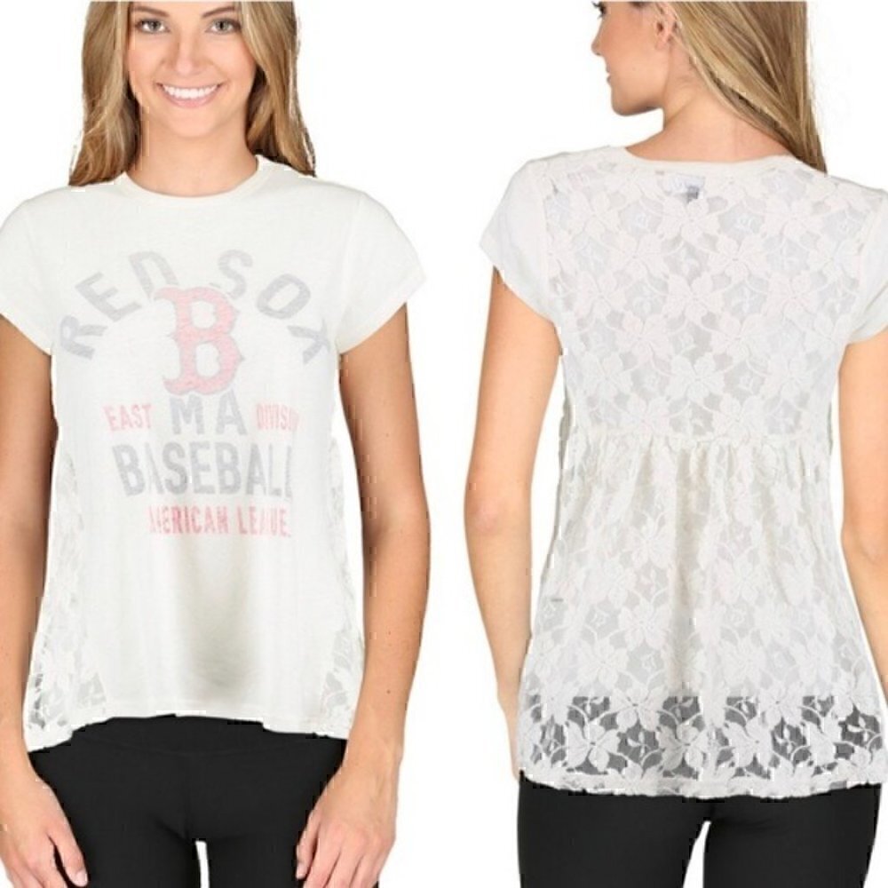 Touch by Alyssa Milano Red Sox Lace T Shirt Sz S